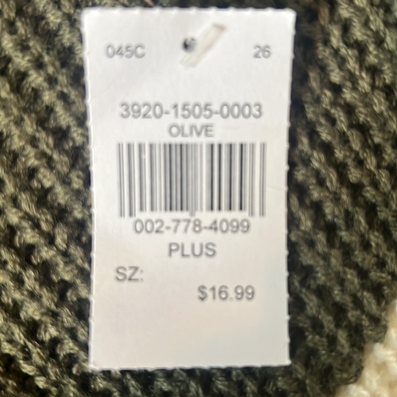 Derek Heart Plus V Neck Sweater, Deep V And Drawstring Detail On Back, Size 1X - Picture 7 of 7